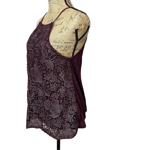 Altar’d State Lace Burgundy Top Boho Hippie Strappy Blouse Size Small - Picture 3 of 9